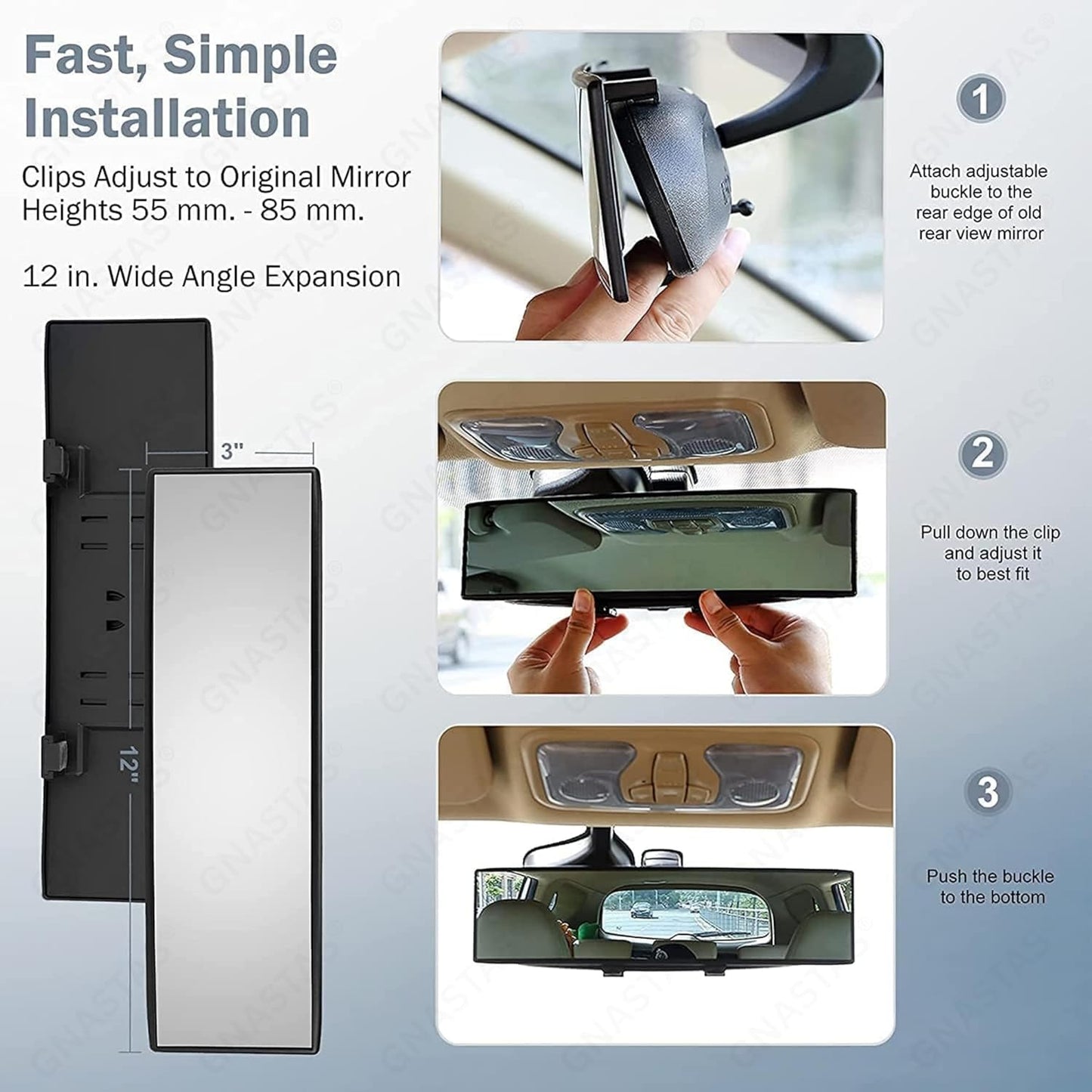 3D Car Rear View Mirror | Ultra wide angle view
