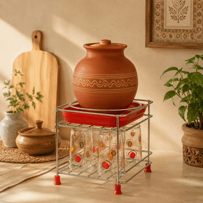 Premium Stainless Steel Matka Stand With Water Collection Tray