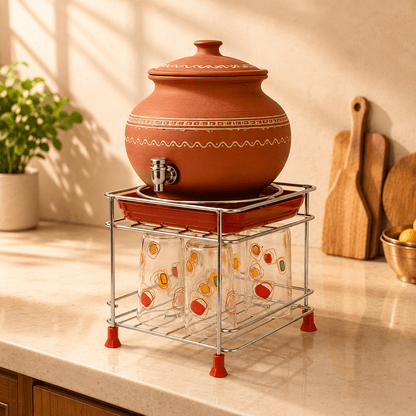 Premium Stainless Steel Matka Stand With Water Collection Tray