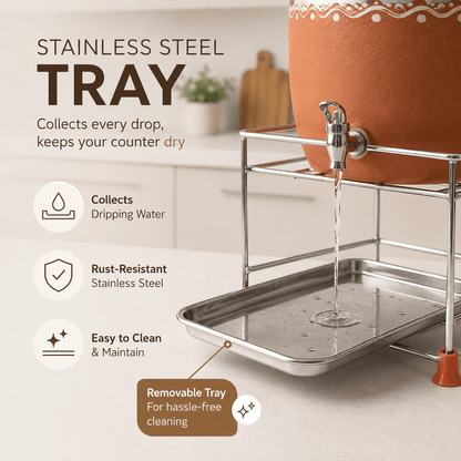 Premium Stainless Steel Matka Stand With Water Collection Tray