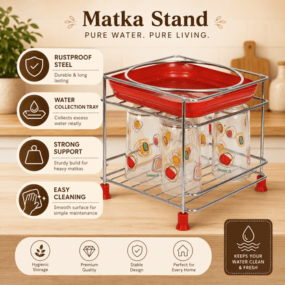 Premium Stainless Steel Matka Stand With Water Collection Tray