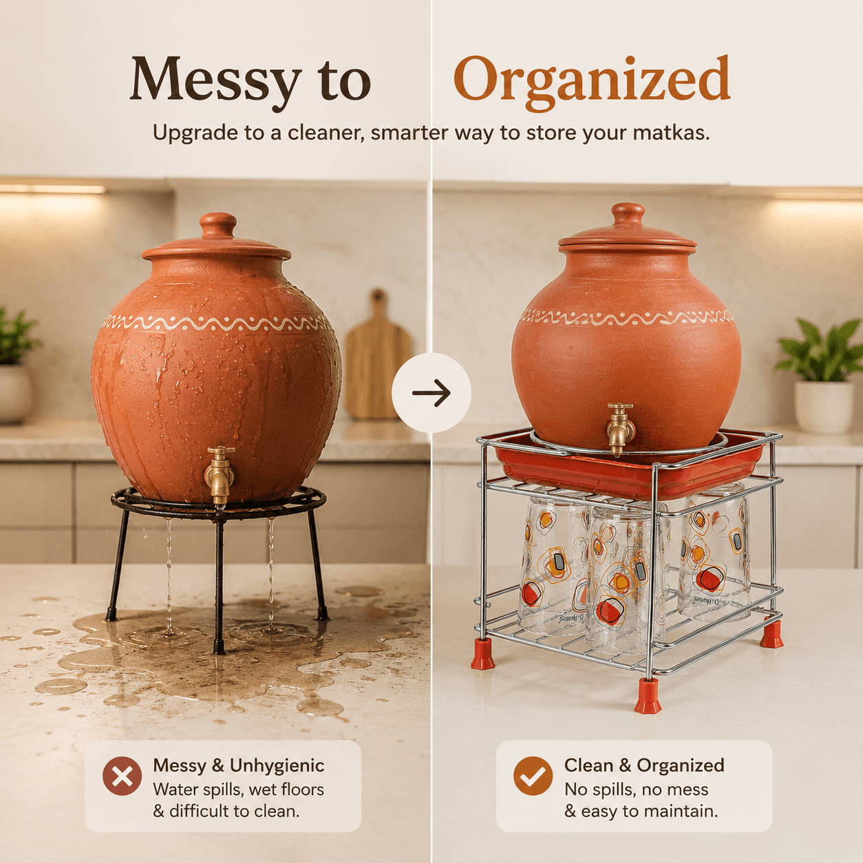Premium Stainless Steel Matka Stand With Water Collection Tray