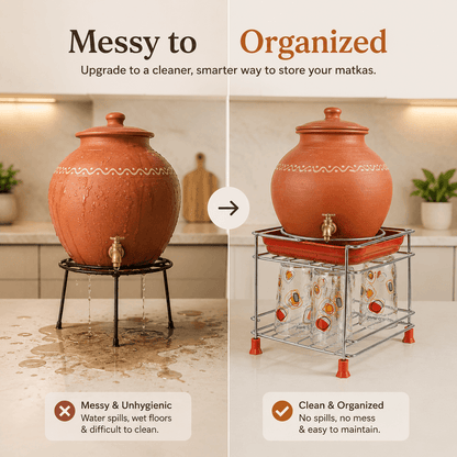 Premium Stainless Steel Matka Stand With Water Collection Tray