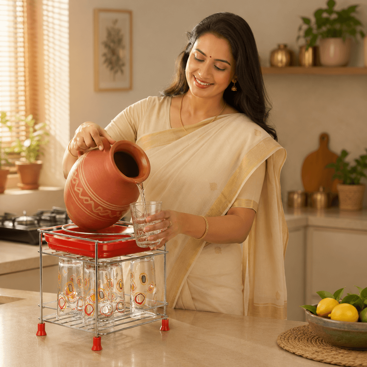 Premium Stainless Steel Matka Stand With Water Collection Tray