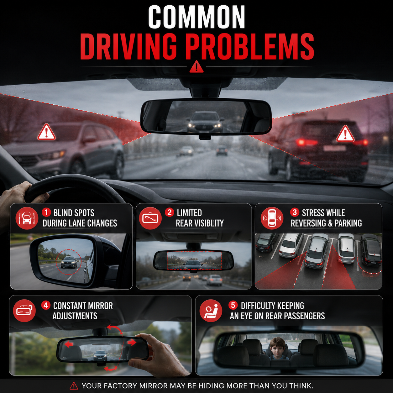 3D Car Rear View Mirror | Ultra wide angle view