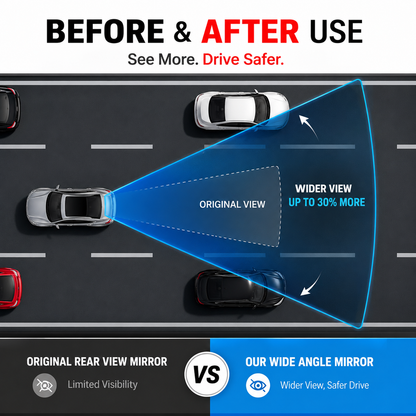 3D Car Rear View Mirror | Ultra wide angle view
