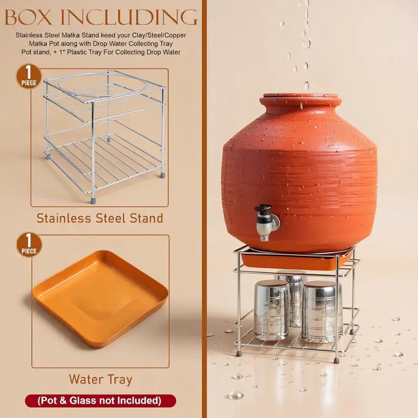 Premium Stainless Steel Matka Stand With Water Collection Tray